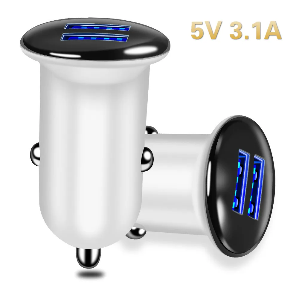 

Small mushroom dual USB Car Charger 5V3.1A Double-port Car Charger new Car private mold mushroom Mini