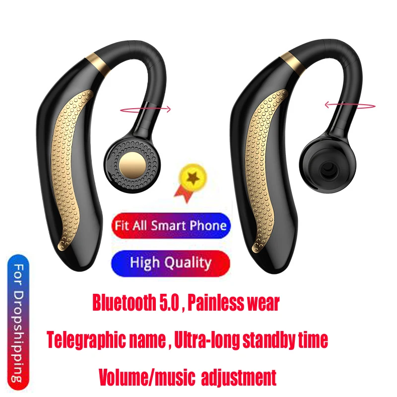 

Ultra-long Standby Business Bluetooth 5.0 Earphone Adjustable HD Stereo Headphone True Wireless Headset Painless Wear