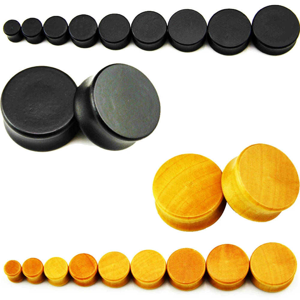 12Pair Mixed 8 30mm Wood Double Flared Ear Saddle Plugs Ear Expander