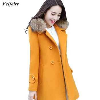 

Fashion Woolen Coat female Autumn Winter Korean version Temperament plus cotton thickening Slim Warm large size Woolen Jacket
