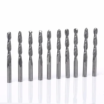 

10pcs 2 Flute Ball Nose End Mill Cutter 1/8'' Shank Carbide CNC End Mill Cutter Milling Tool Set For Wood ABS Acrylic Cutting