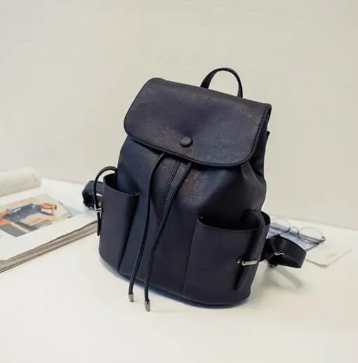 DIDA BEAR брендовый модный кожаный рюкзак, женский школьный рюкзак для девочек-подростков, женский рюкзак на шнурке, Mochila - Цвет: Черный