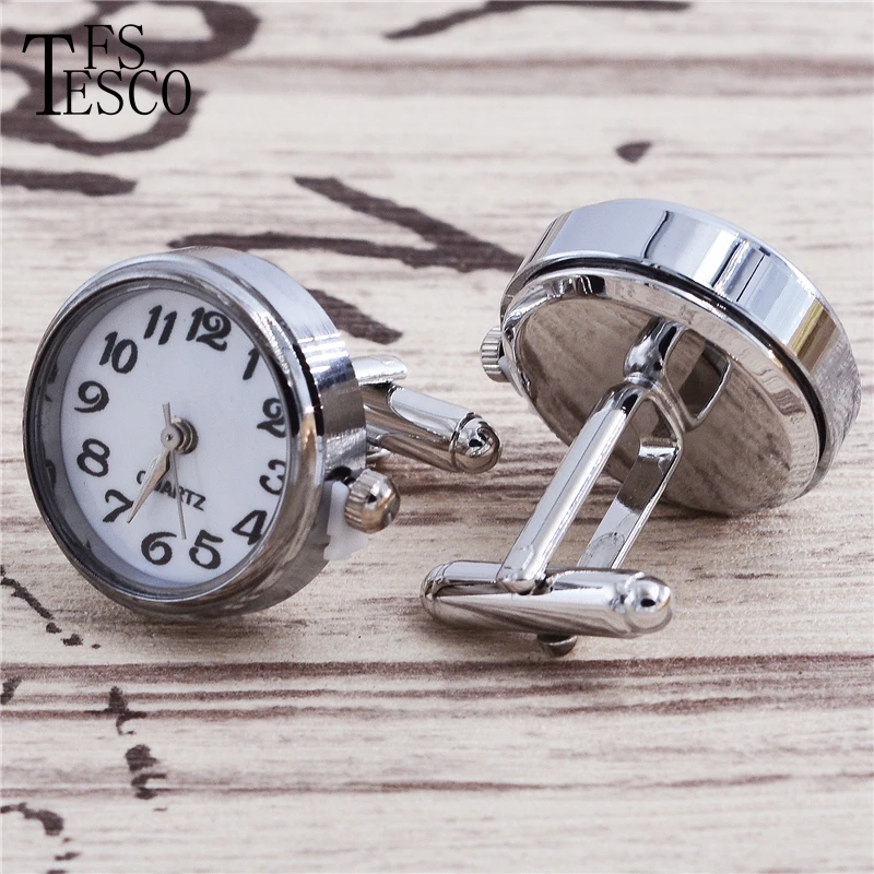 Real Watch Cufflinks Clock Cuff links With Battery tourbill Machine Core Mechanical New hot sale