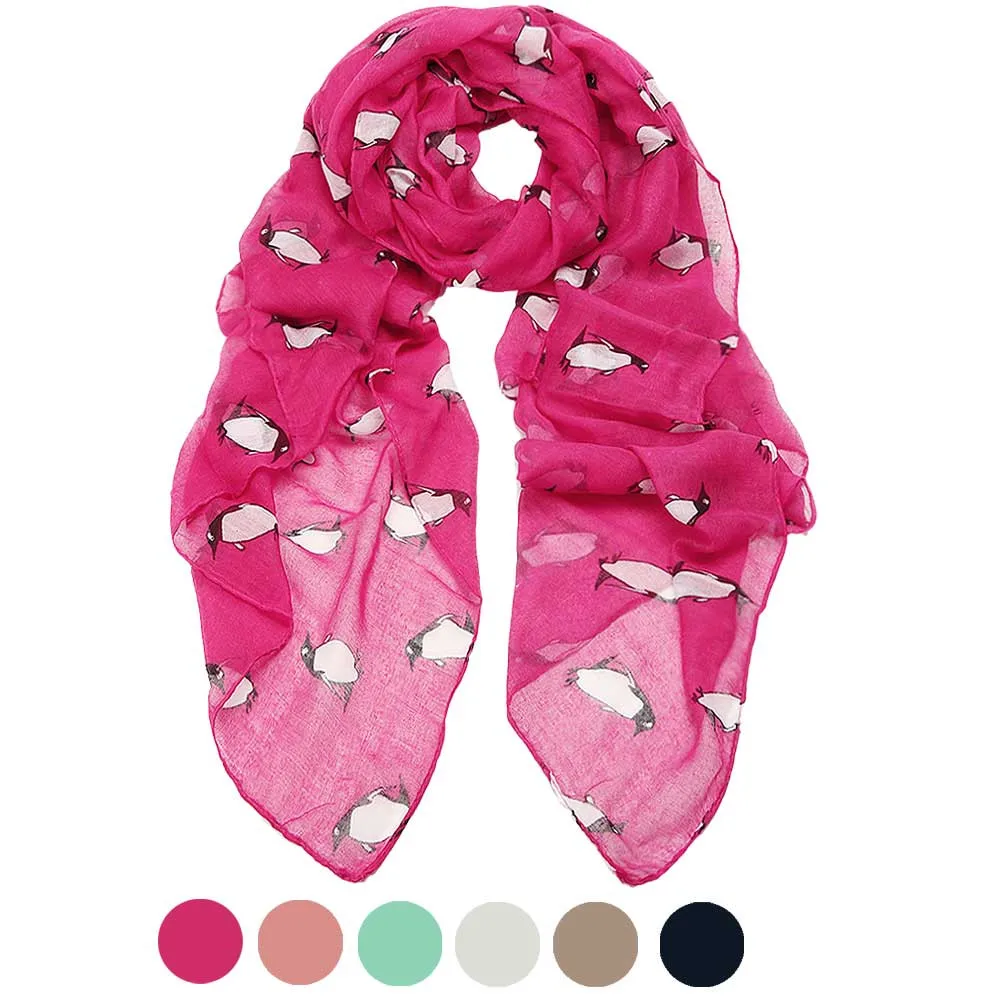 Модный Шелковый шарф, Женский шифоновый милый весенний шарф с принтом пингвина, шаль для девочек, рождественский подарок, Cachecol, Лидер продаж#38