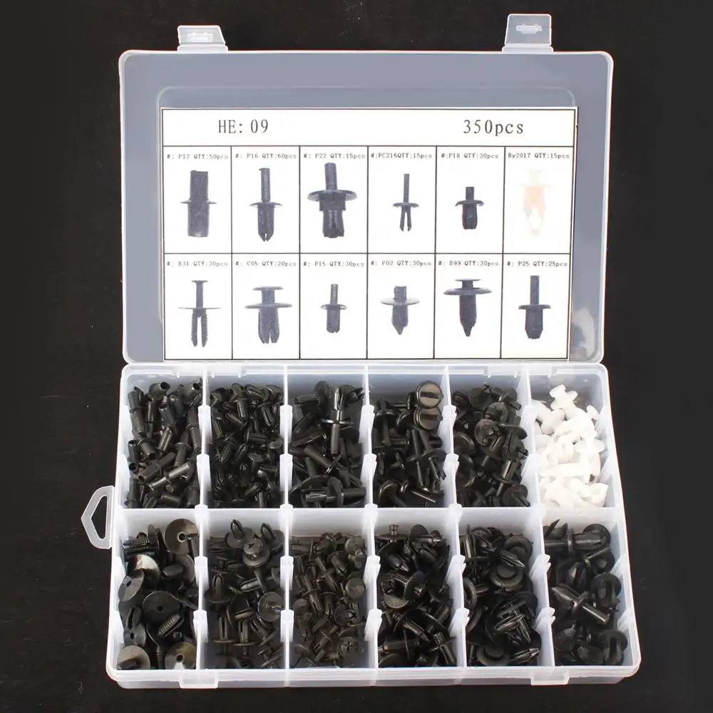 

350Pcs Car Body Plastic Push Pin Rivet Trim Moulding Clip Fasteners Assortments