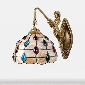 

Tiffany Baroque vintage shell Iron Mermaid wall lamp indoor lighting bedside lamps wall lights for home AC 110V/220V E27