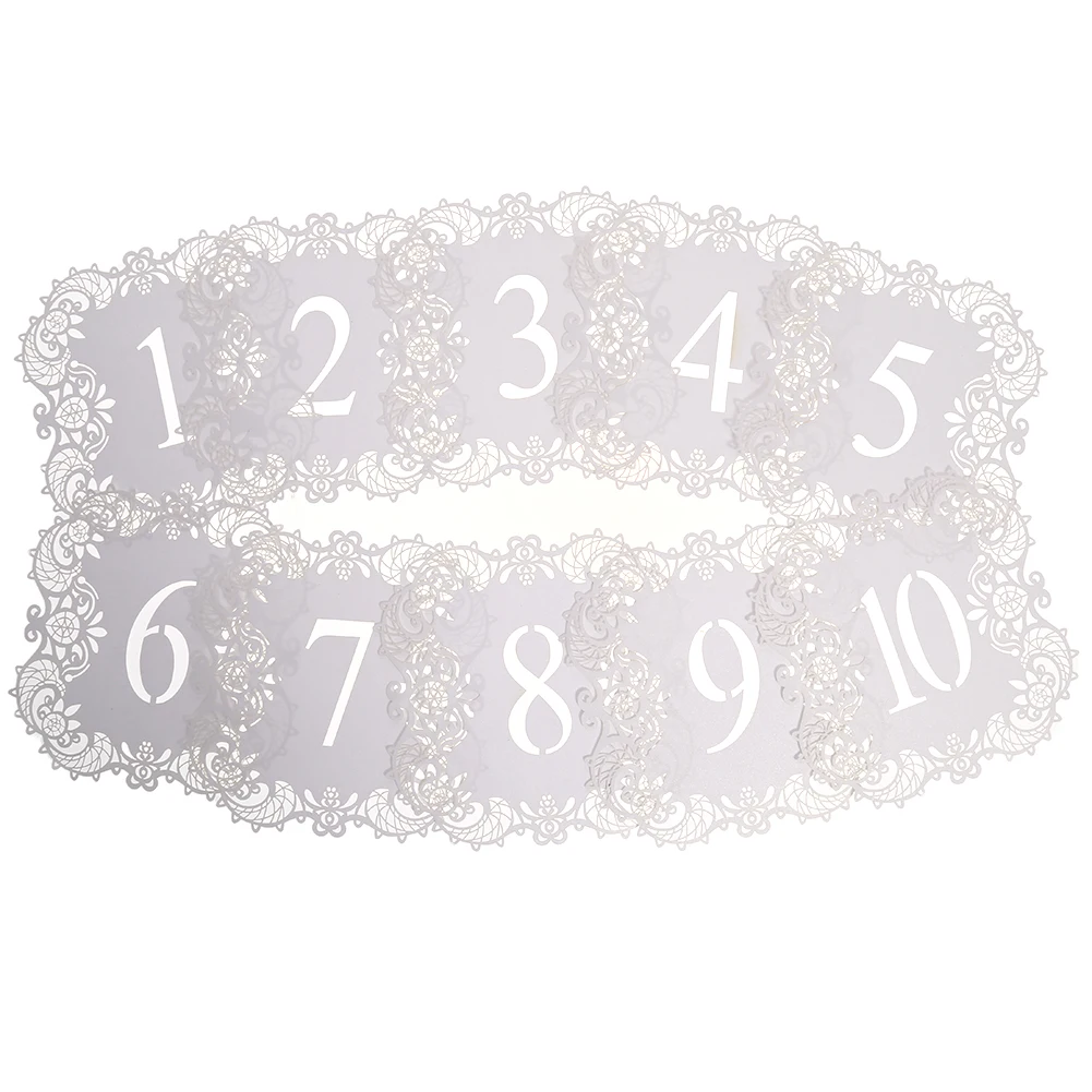 

White Hollow Cut Table Number Cards 1-10 Wedding Table Numbers Decorations Wedding Engagement Party Supplies