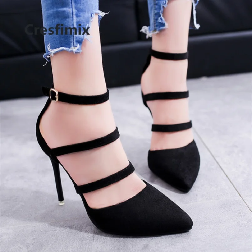 

Cresfimix mujer tacones altos women cute sweet spring black high heel shoes lady cool casual summer party high heel pumps a3117