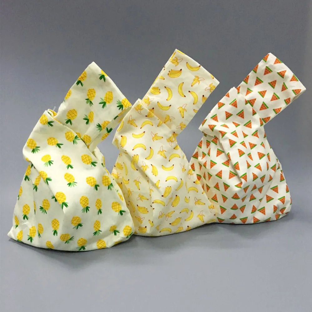 

1 Pcs Japanese Style Creative Summer Artistic Shopping Bag Fruit Pattern Wrist Bags Fashion Portable Delicate Cotton Design