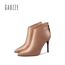 GAOZZE sexy high heeled ankle boots for font b women b font genuine leather ankle boots