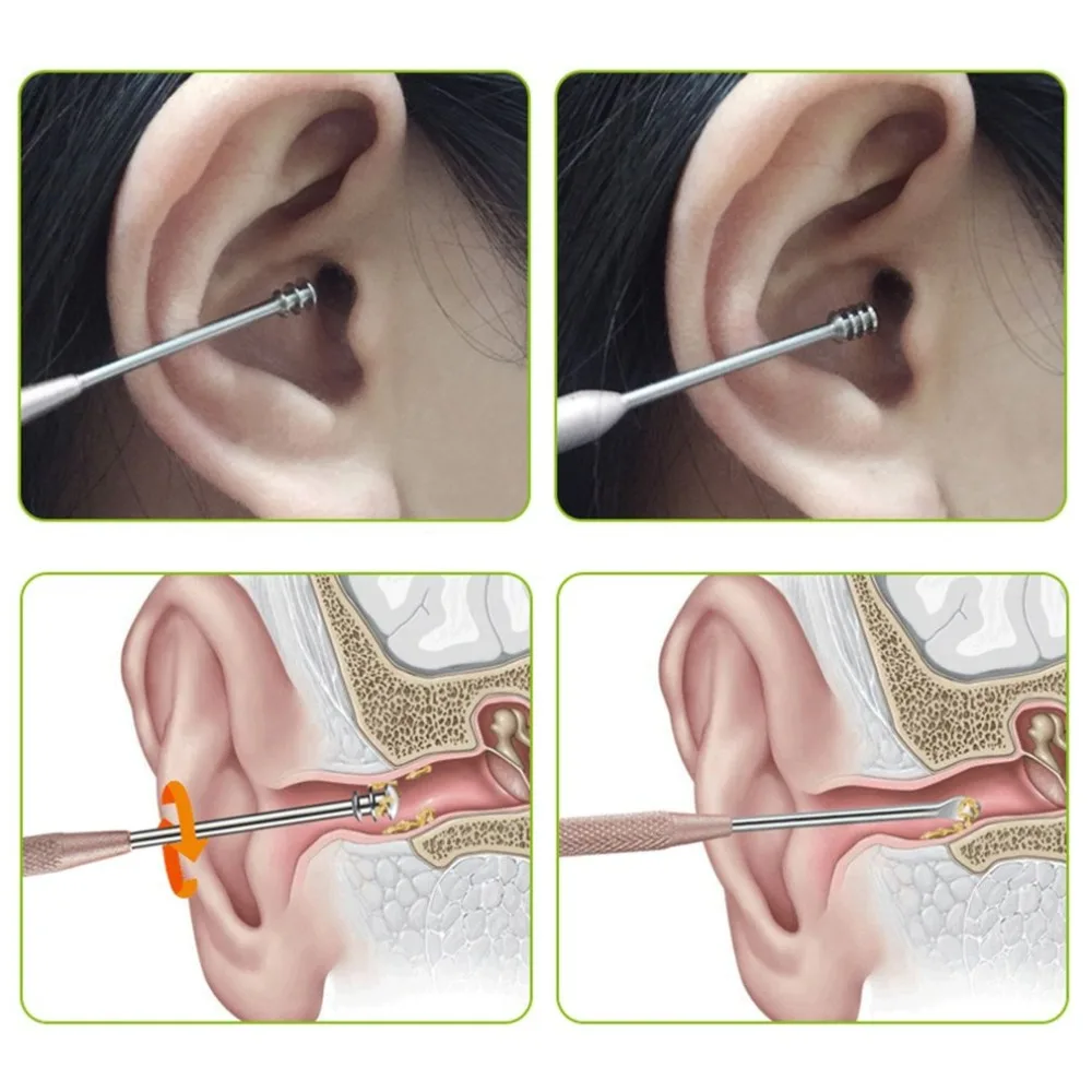 12cm Portable Double side Spiral Earpick Dig Ear Curette Tools Digging