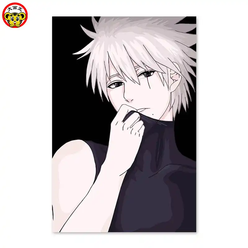 Anime Two Yuan Handsome Boy White Hair Digital Painting Diy Drawing On The Cloth By Digital Paint By Number Aliexpress