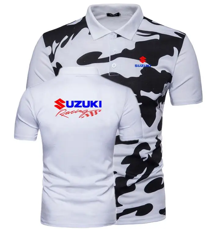 

Men Polo Shirts 2019 Male Short Sleeve Casual Slim shirt Camouflage Suzuki Racing Printed Polos Shirt summer clothing