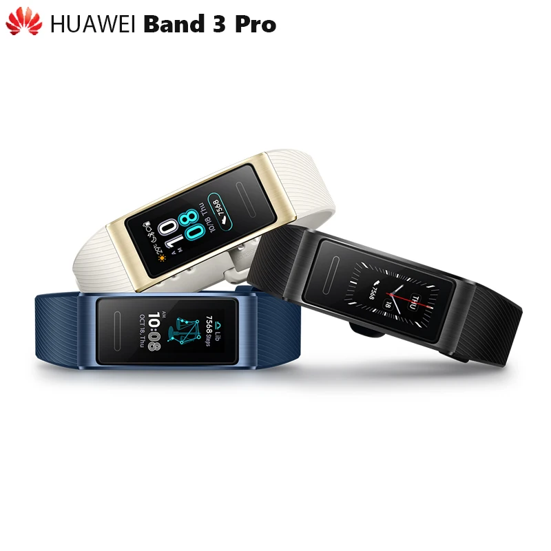 Оригинальный Смарт браслет Huawei Band 3 Pro с GPS металлический каркас полноцветный Amoled