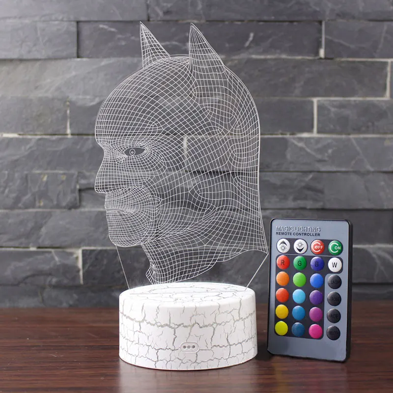 Супер Бэтмен тема 3D лампа светодиодный Ночной светильник 7 цветов изменить Touch Настроение лампы Новогодний подарок Dropshippping
