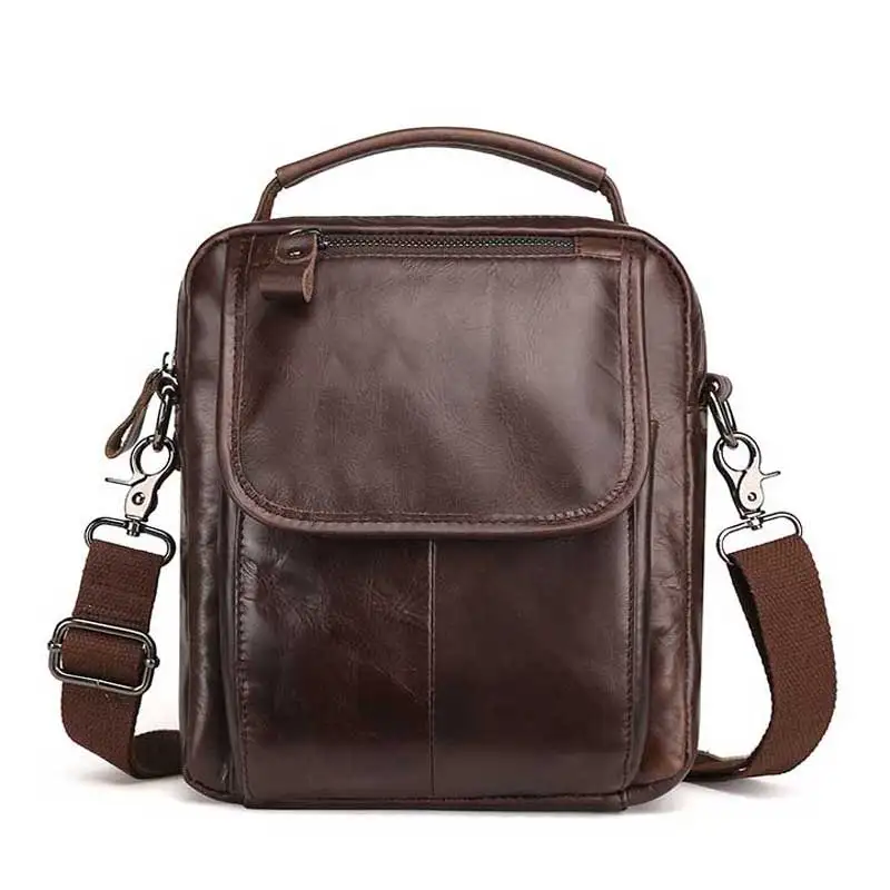 

New genuine leather men's oil-coated wax leather retro men's one-shoulder inclined leather business handbag