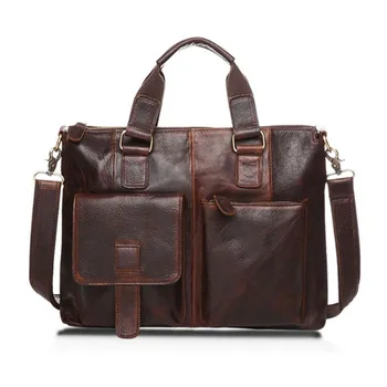 

Genuine Leather Bag Laptop Men Briefcases Handbag Men Bag Shoulder Crossbody Bags for Men's Travel Messenger Bags brown coffee