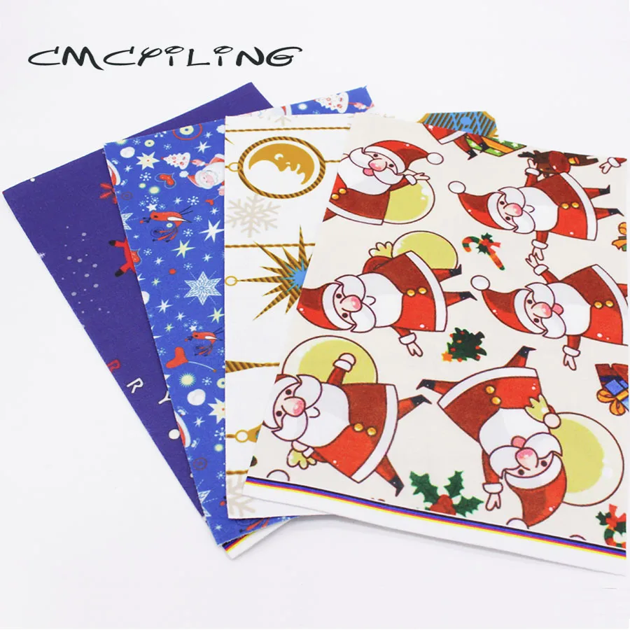 

CMCYILING 4pcs/Lot Christmas Series Soft Felt Printed Polyester NonWoven Felt Cloth Home Decoration/Bag Sewing Crafts Material