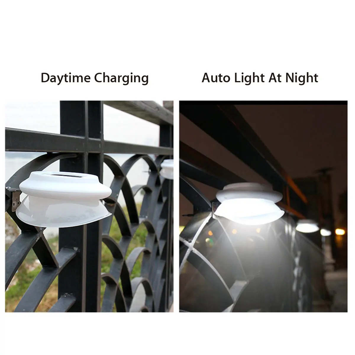 Smuxi 9 LED UFO Style Beads Solar Power Infrared Light Outdoor Fence Garden Wall Lamp