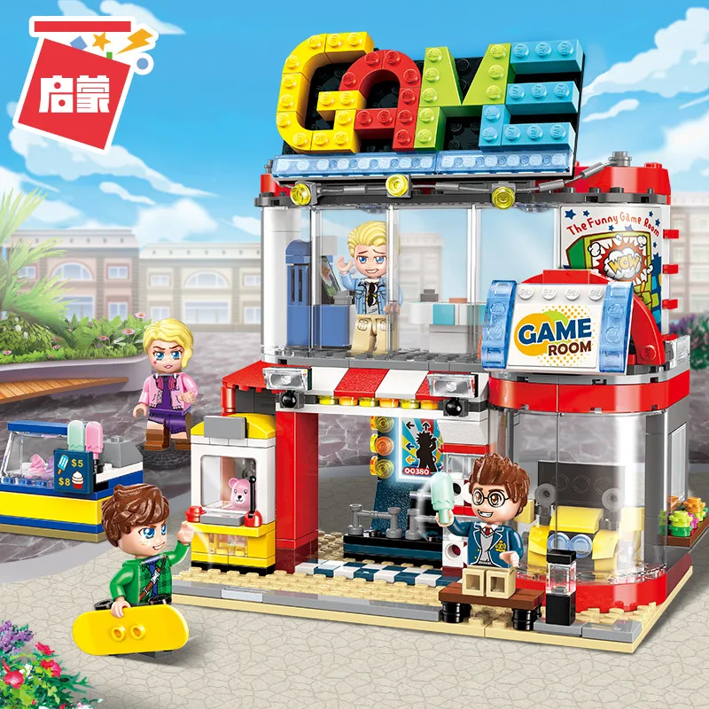 

Enlighten Building Block Colorful City Cool Play Room 4 Figures 461pcs Educational Bricks Toy Boy Gift-No Box