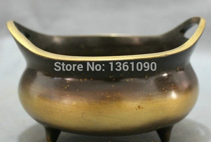 

xd 001101 Folk Chinese Bronze Collect Auspicious Statue Buddhist Incense Burner Censer