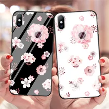 GTWIN Роскошный чехол из закаленного стекла для iPhone Xs Max Xr X 8 7 6 6s Plus, Капок, роза, вишня, цветок, защитный чехол для телефона