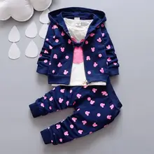 Hot Sale 2016 Autumn Baby Girls Minnie Suits Children Clothes Sets Hooded Coats T Shirt Pants