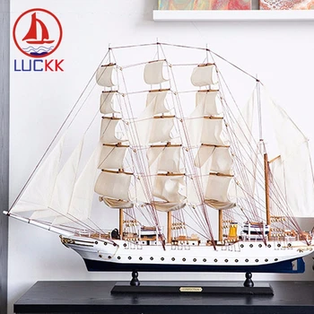 

LUCKK 100CM Handmade Retro Wooden Model Ships Home Interior Decoration Nautical Wood Crafts Classics Sailboat Top Gift Ornaments