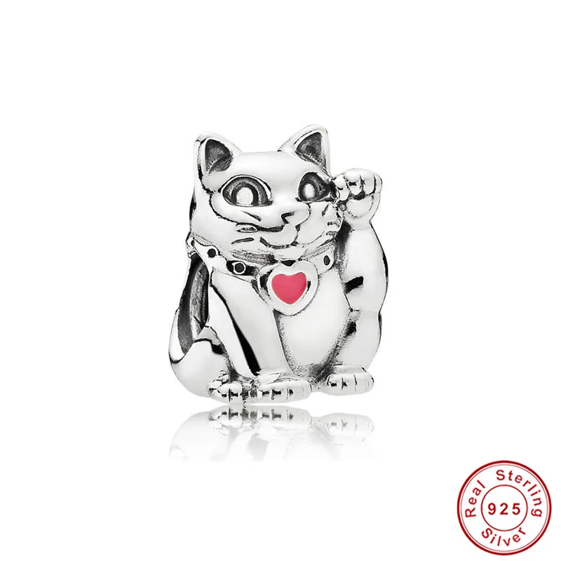 

INBEAUT Solid 925 Sterling Silver Cute China Lucky Cat Beads Make Money Good Luck Animal Shaped Charm fit Pandora Bracelet Gift