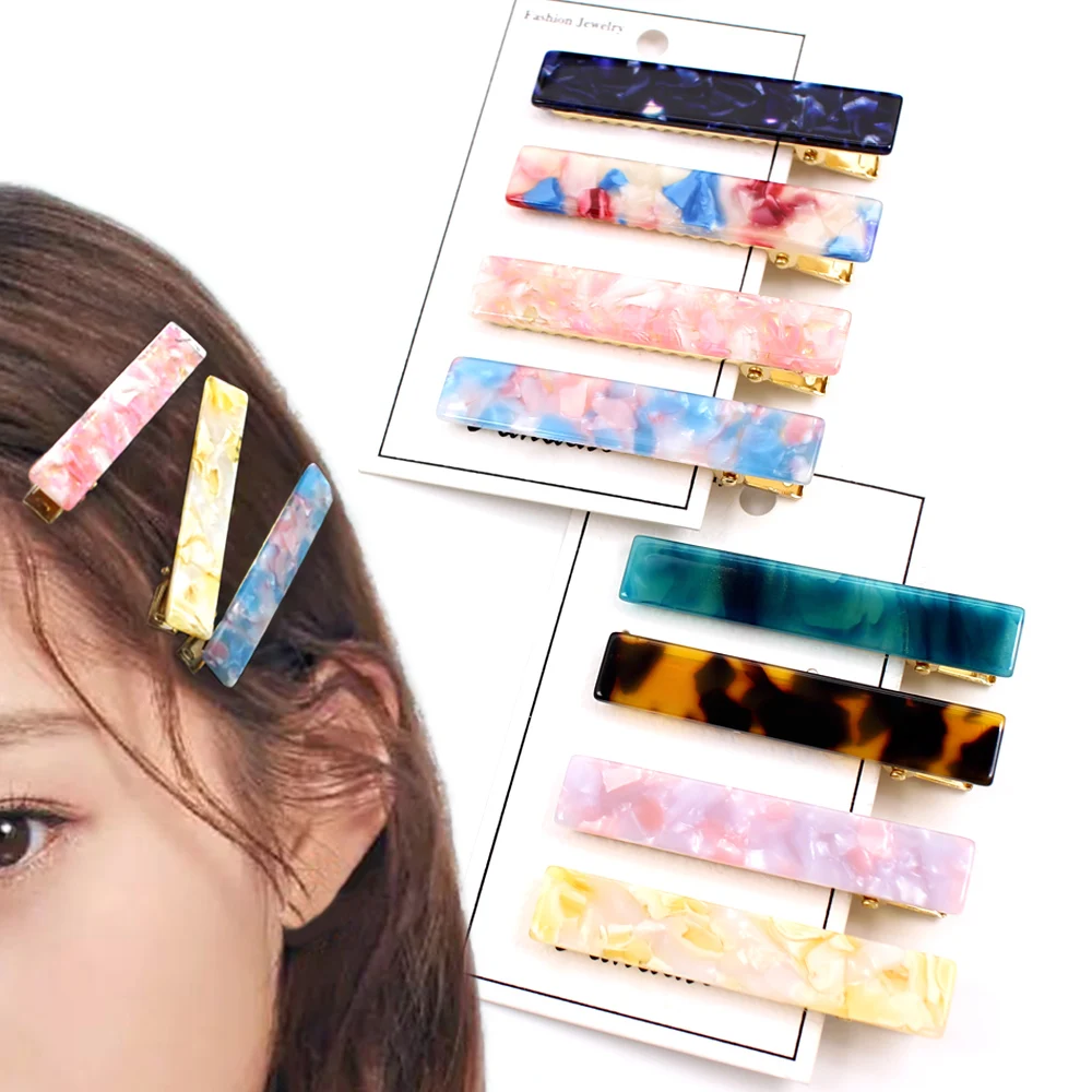 

NEW Fashion Women Girls Acrylic Square strip Barrettes Rectangle Hair Clips Tin Foil Sequins Hairpins Headband Hair Accessories