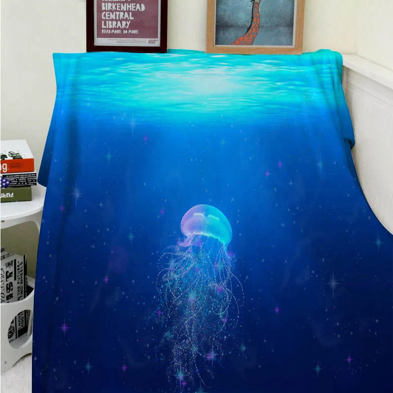 Blankets Cobertor a Soft Plush Beautiful Blue Ocean Cute Jellyfish Sofa