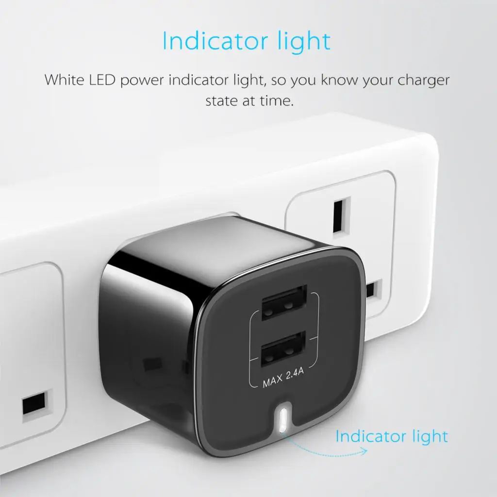 Зарядное устройство Baseus с двумя портами USB, штепсельная вилка ...