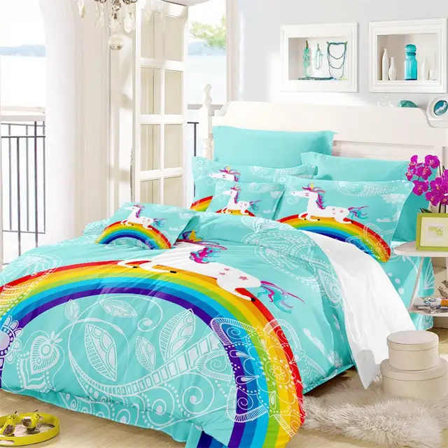 Colorful Rainbow Unicorn Bedding Set