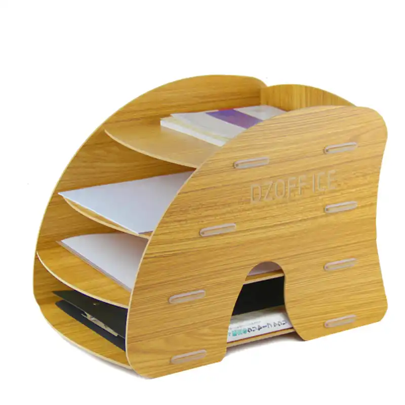 D044 Creative Wooden File Rack File Holder Desktop Office Supplies