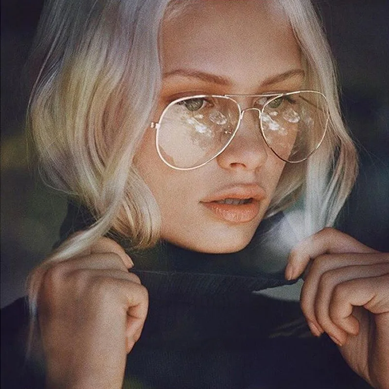 

Hot Classic Clear Glasses Gold Frame Vintage Sunglass Women Men Optical Aviation Eyeglasses Transparent Clear