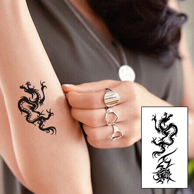 

Waterproof Temporary Tatoo Sticker Fake Tattoo Flash Tatto Glitter Tattoos Woman Men Kids Face Stickers Henna Tato Dragon WM217