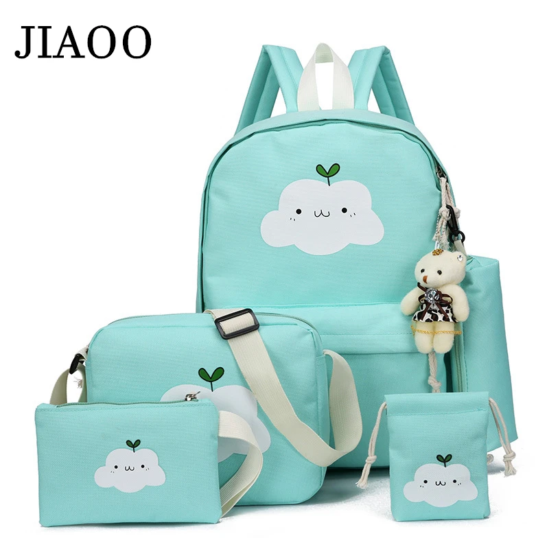 Women canvas backpacks 5pcs/Set school backpack for teenagers fashion female backpack Rucksack school bags women