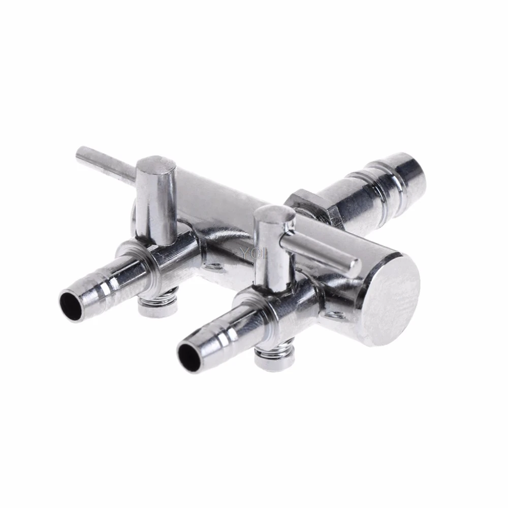 

New 2 Ways Aquarium Fish Tank Air Pump Stainless Steel Lever Control Switch Valve Inlet Dia. 8mm Aquarium Accessories