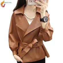 JQNZHNL кожа искусственная кожа короткая куртка новая мода Повседневный пиджак на весну свободные большие размеры с длинным рукавом кожаная куртка G470