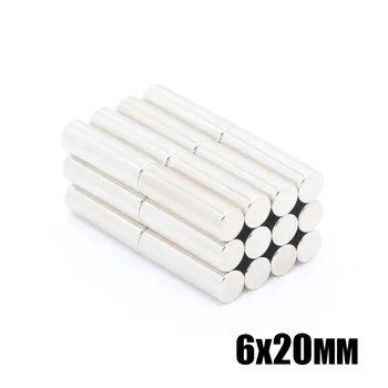 

100pcs 6x20 mm Neodymium magnet N35 Super strong round magnet Rare Earth NdFeb N35 6*20mm strongest permanent powerful magnetic