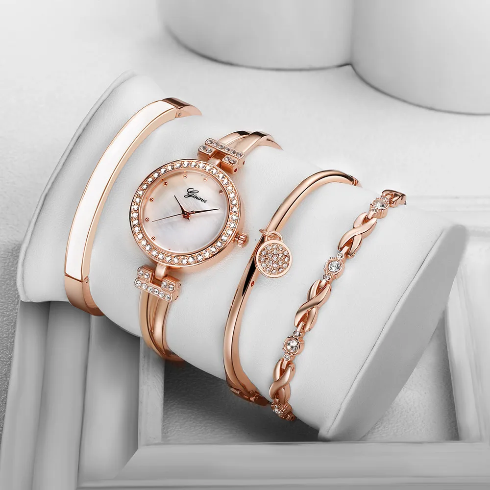 

GINAVE Brand Women Watches Fashion Stainless Steel Bracelet Band Analog Quartz Round Wrist Watch Watches relogio feminino A0820