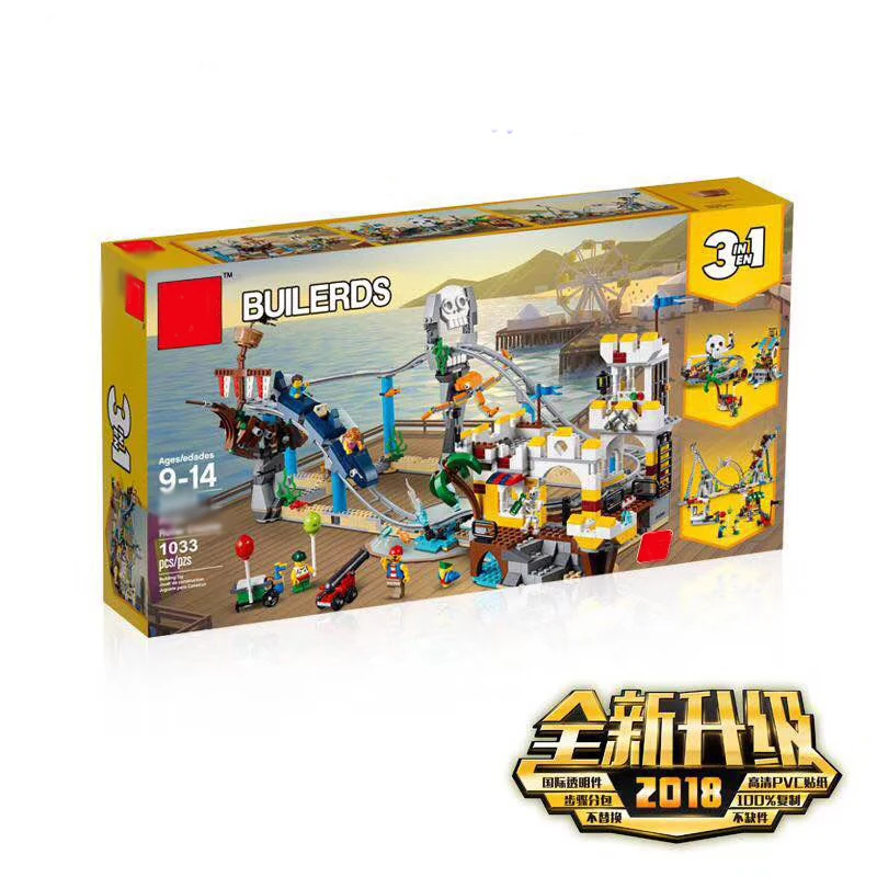 

New Creators Builerds Set Compatible Legoing Creator Pirate Roller Coaster 3 in 1 Building Educational Toys Christmas Boy Gifts