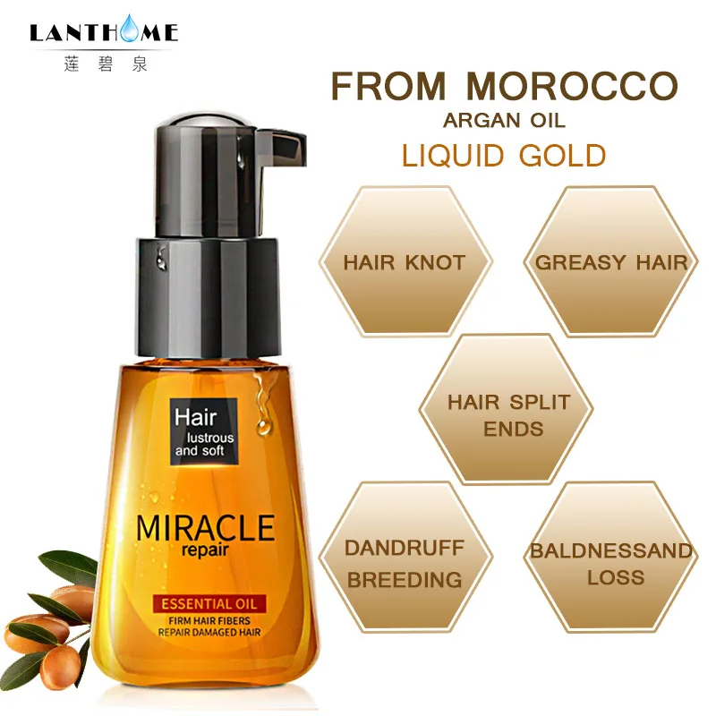 

Lanthome Morocco Pure Argan Extract Hair Care Essential Oil Repair Damaged Hair All-round Nourishing Hair And Scalp Hair Care