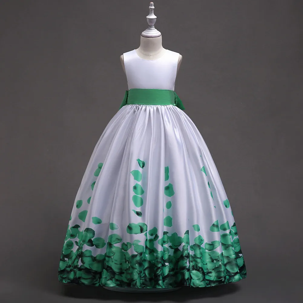 Summer Children Clothing Teen Dress Green Burgundy Blue and White Summer Girls Petal Dresses Formal for Girls 5 To 14 Years summer children clothing teen dress green burgundy blue and white summer girls petal dresses formal for girls 5 to 14 years