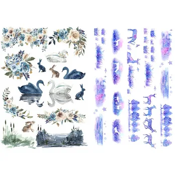 

1 PCS Swan Lake Dream Deer Korean Precut Decoration Stickers Desk Organizer School Supplies Office Accessories