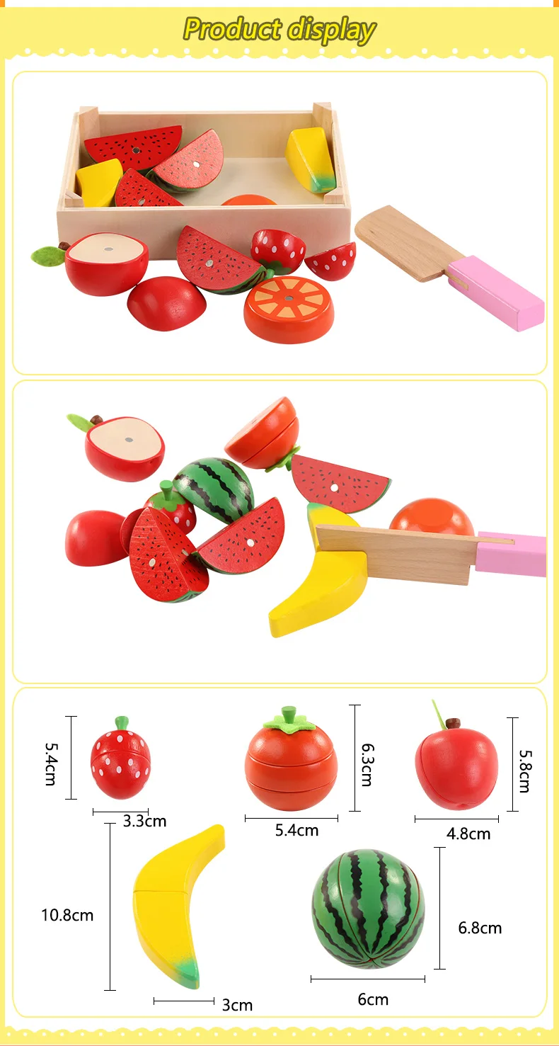 Детские деревянные магнитные кухонные игрушки 4 типа детские ролевые игры резка фрукты овощи раннего образования