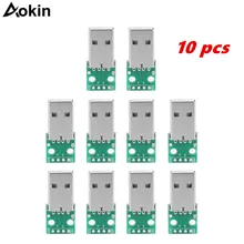 10 pièces USB à DIP conseil USB type A prise mâle à DIP adaptateur carte 4 broches 2.54mm pas adaptateur pour bricolage USB alimentation platine de prototypage(China)
