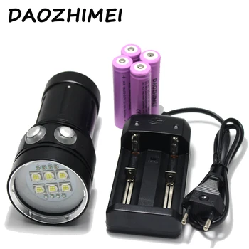 

8000 lumens professional LED diving torch white red UV underwater photo light LED underwater photography lights