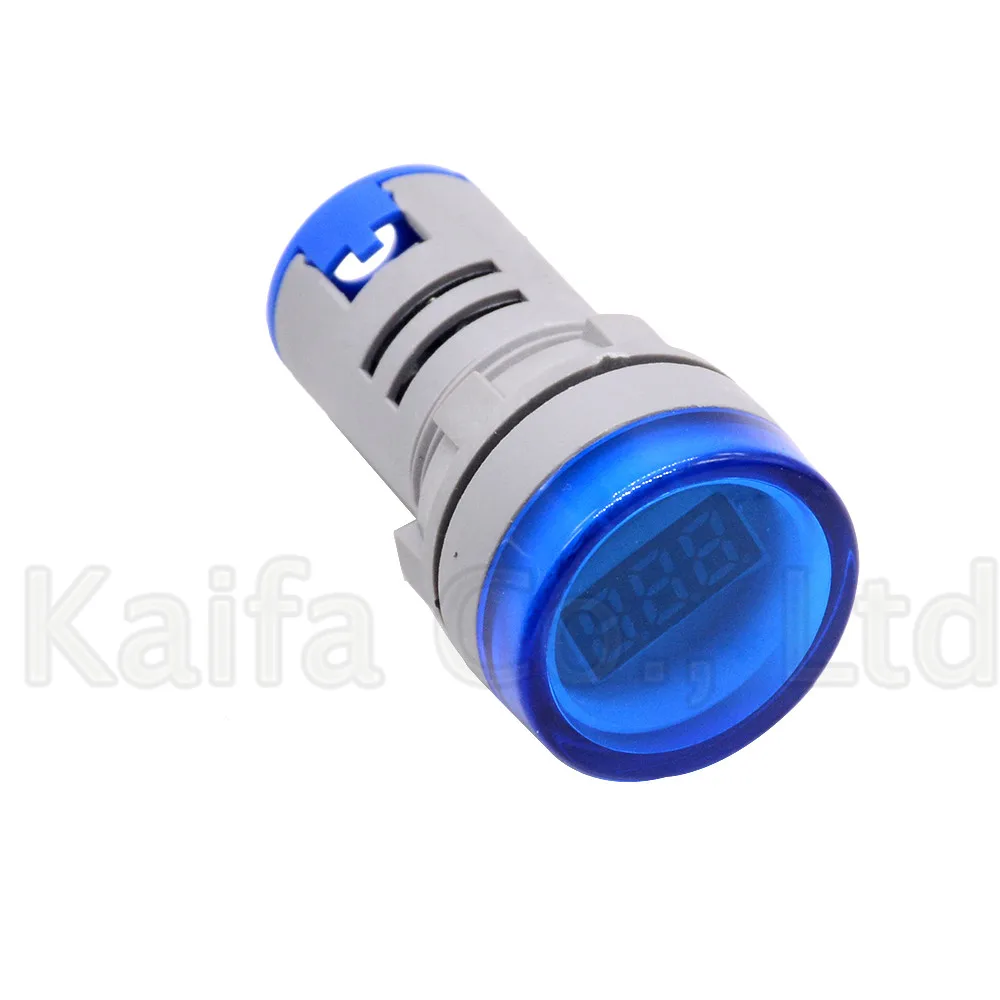 22 мм Тип переменного тока 24-500 в мини-измеритель напряжения светодиодный цифровой дисплей Вольтметр переменного тока индикатор светильник Пилотная лампа - Цвет: Blue