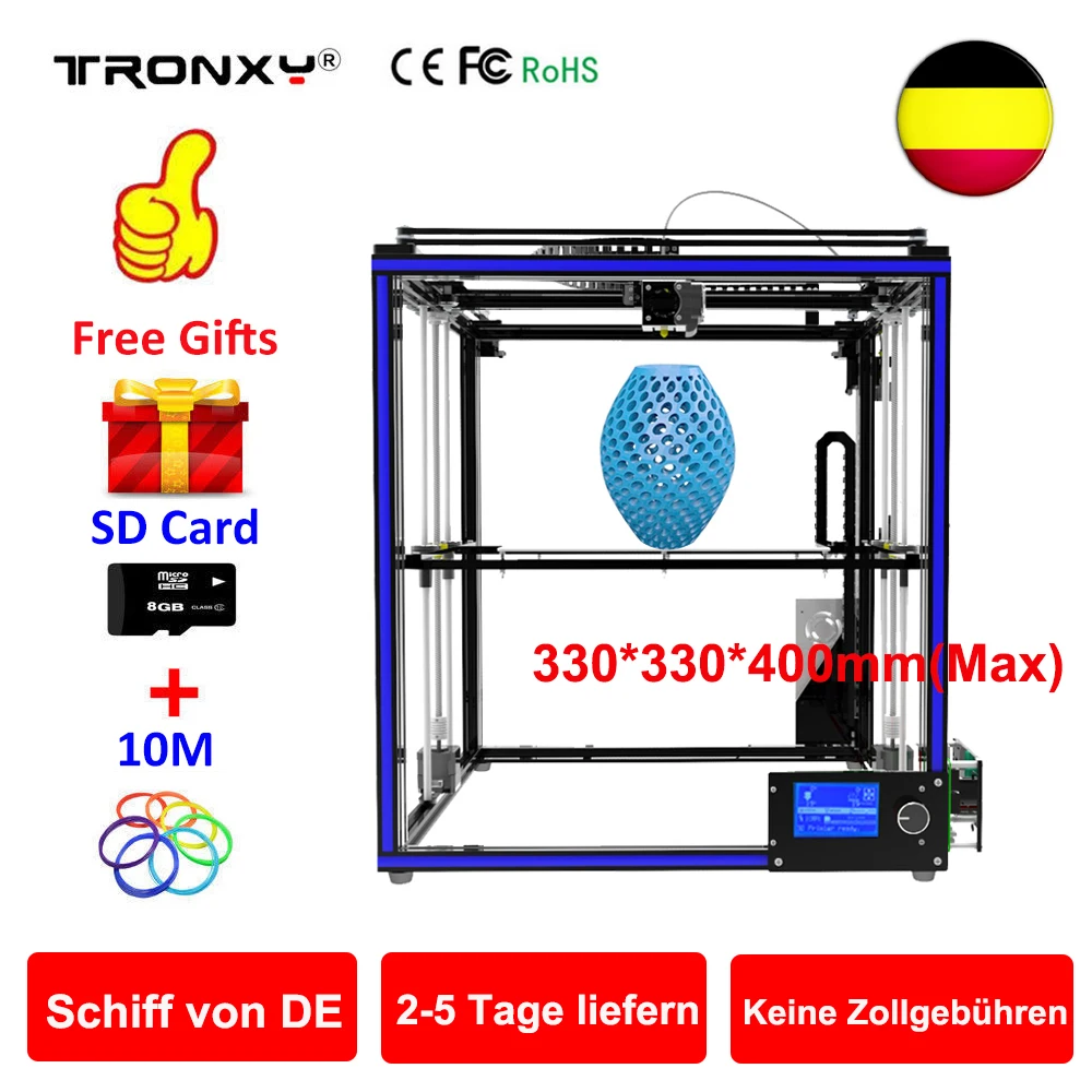 

Tronxy 3D Printer kit Printing Plus Size 330*330*400mm Metal Frame Structure High Precision 3D Printer DIY Kit Dual Z Lead Screw